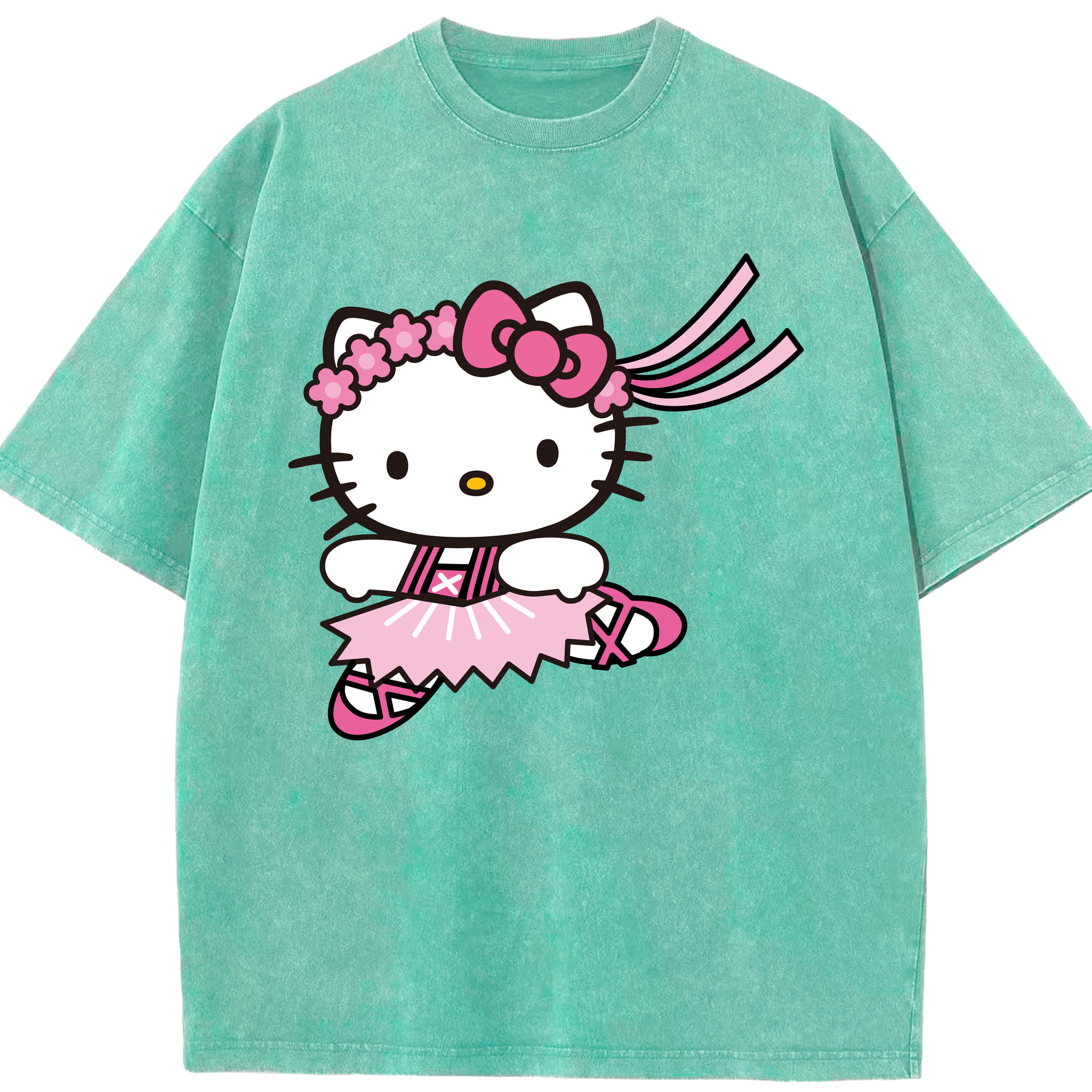 （画像用） Hello Kitty ハローキティ 綿100% ヴィンテージ風 半袖Tシャツ（フロントプリント）